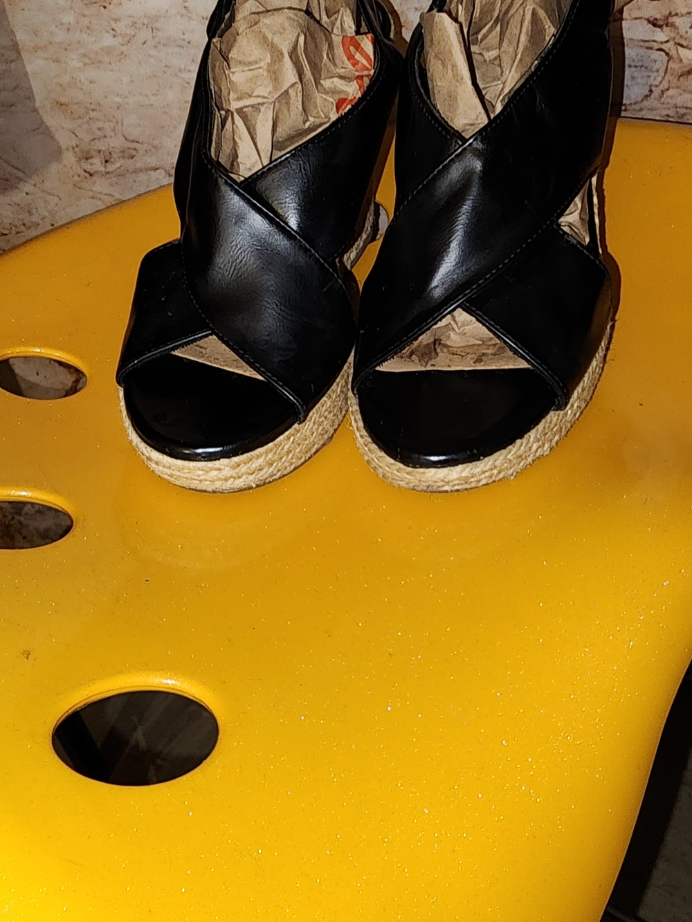 American Eagle Women's Black Espadrille Wedge Sandals - Picture 4 of 7